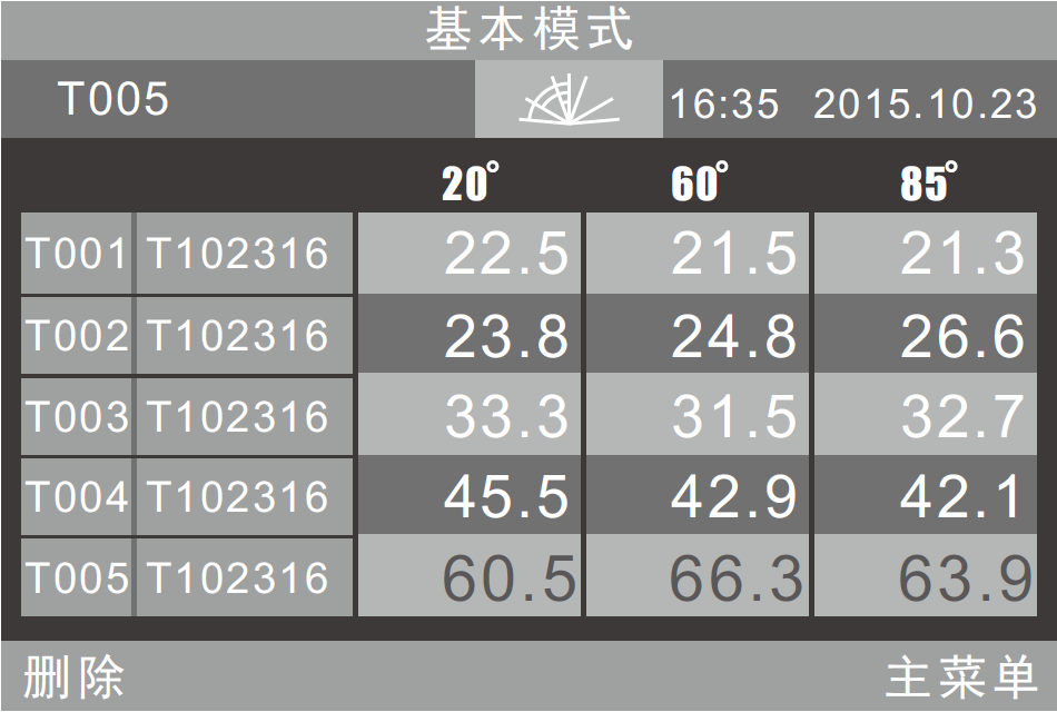 校準子菜單界面